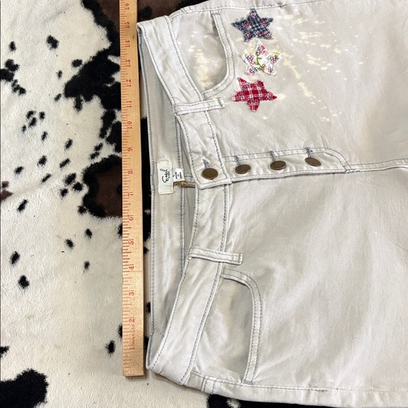 Easel Cream Flare Jeans with CustomPatches; Size L